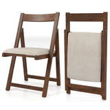 Folding Upholstered Dining Chair Set of 4 with Curved Backrest