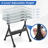 Folding Welding Table Welding Workbench with 2 Fixed Wheels 4-Level Height-Black