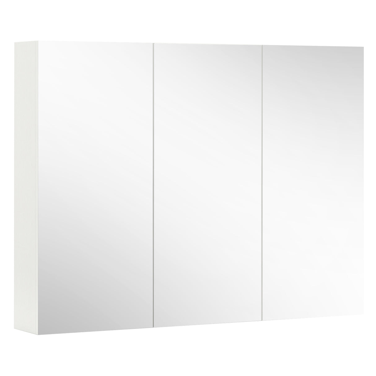 Frameless Bathroom Wall Mounted Mirror Cabinet with 3 Doors and Adjustable Shelves