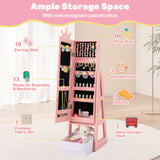 Free-Standing Full Length Kids Jewelry Armoire Cabinet with Storage Capacity