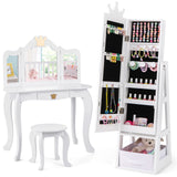 Free-Standing Full Length Kids Jewelry Armoire Cabinet with Storage Capacity
