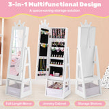 Free-Standing Full Length Kids Jewelry Armoire Cabinet with Storage Capacity