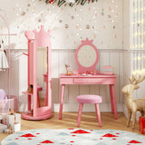 Free-Standing Full Length Mirror Kids Jewelry Armoire Cabinet