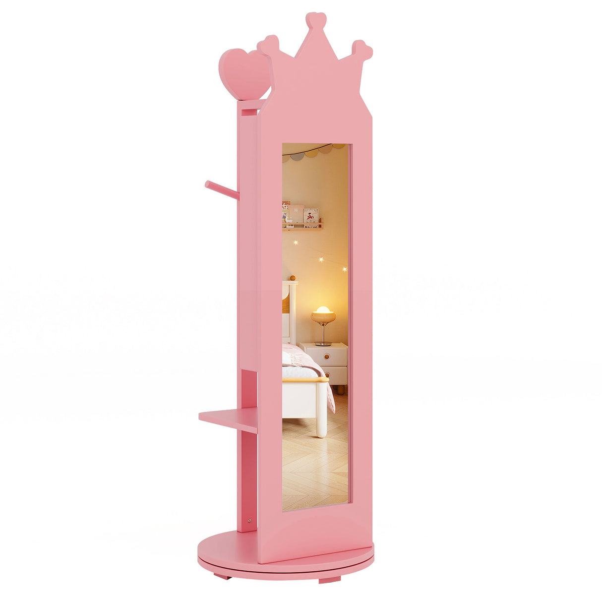 Free-Standing Full Length Mirror Kids Jewelry Armoire Cabinet