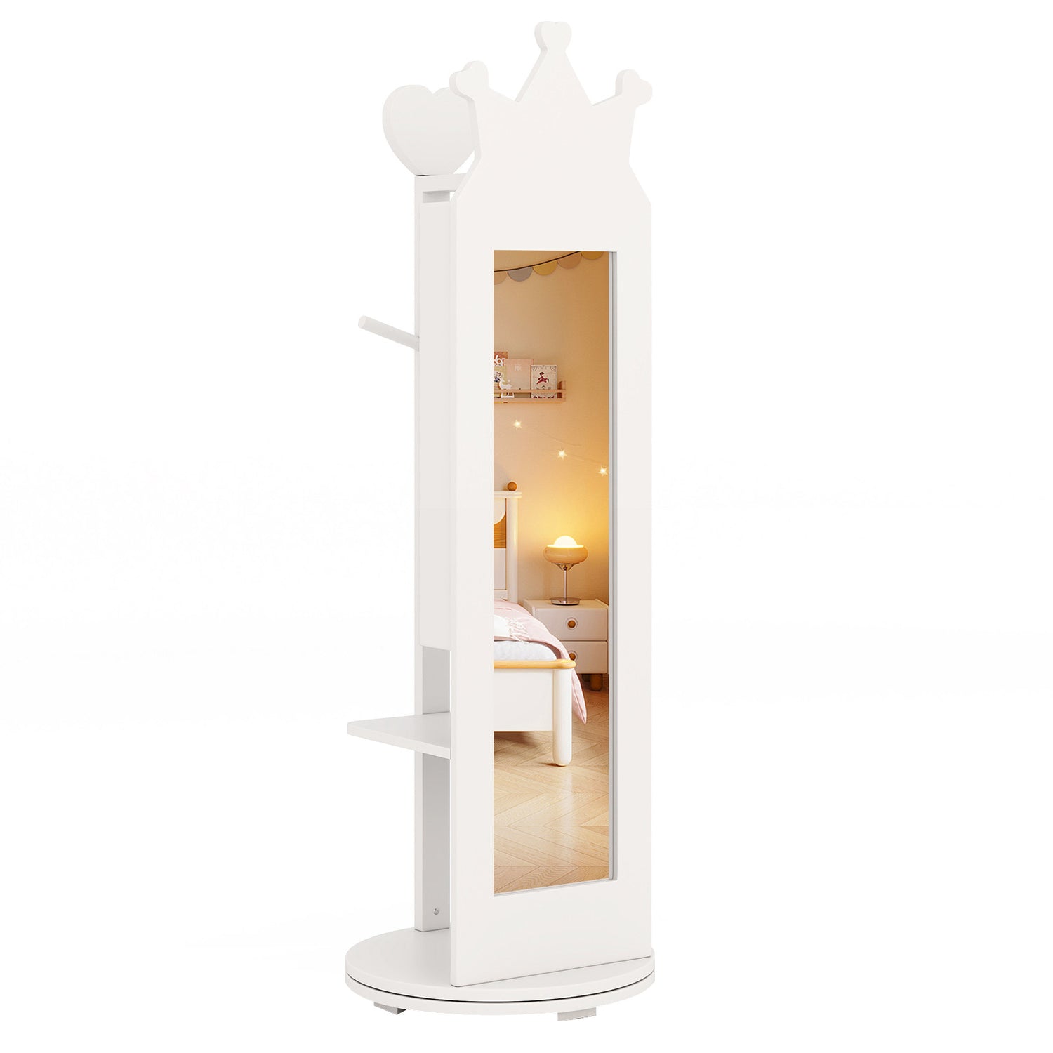 Free-Standing Full Length Mirror Kids Jewelry Armoire Cabinet