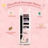 Free-Standing Full Length Mirror Kids Jewelry Armoire Cabinet