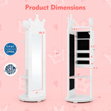 Free-Standing Full Length Mirror Kids Jewelry Armoire Cabinet