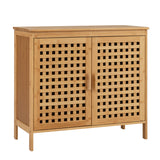 Freestanding Bamboo Bathroom Storage Cabinet with Wide Top and 2 Doors-Natural