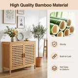 Freestanding Bamboo Bathroom Storage Cabinet with Wide Top and 2 Doors-Natural