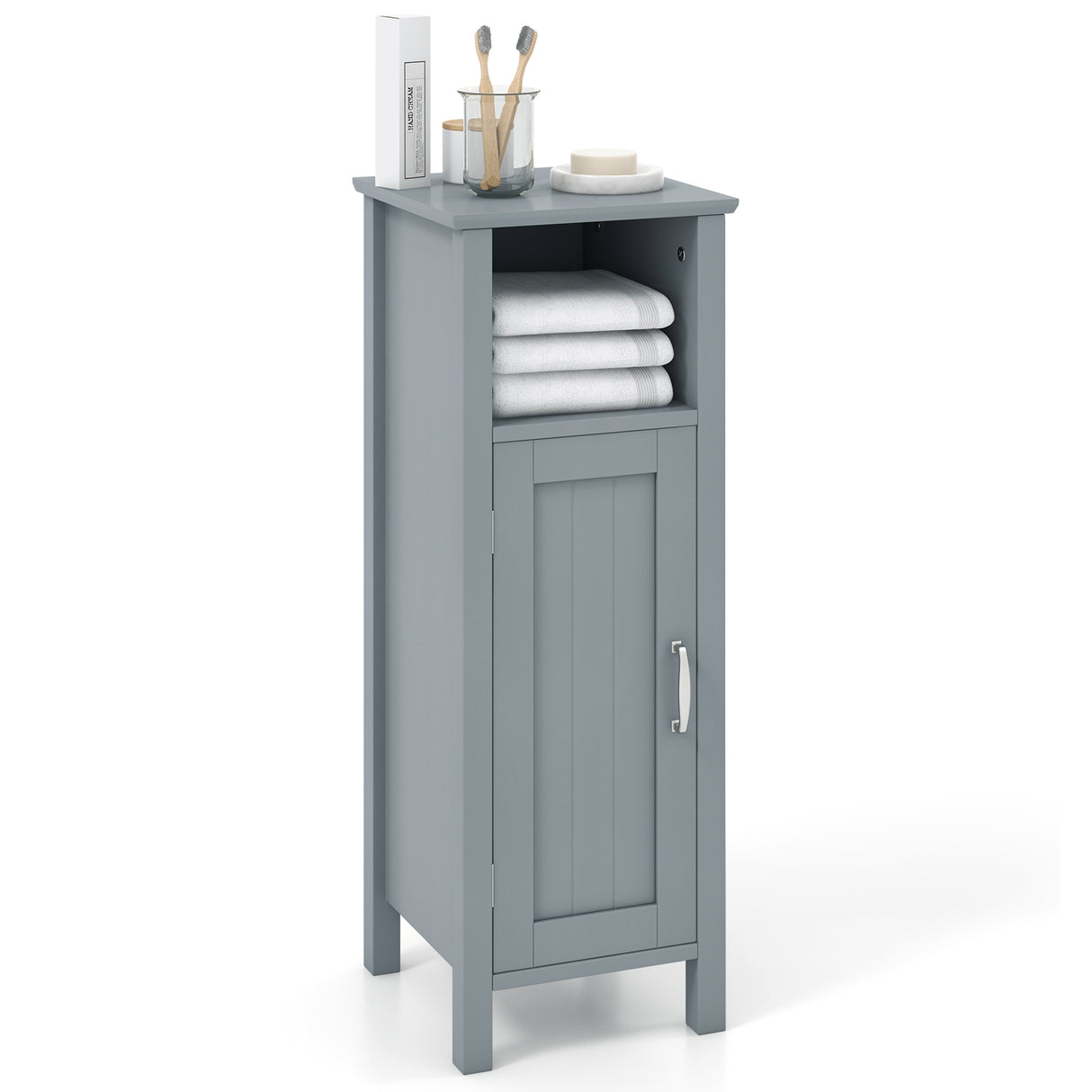 1-Door Freestanding Bathroom Cabinet with Open Shelf