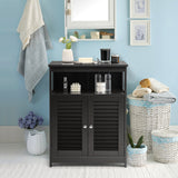 Wood Freestanding Bathroom Storage Cabinet with Double Shutter Door