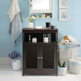 Wood Freestanding Bathroom Storage Cabinet with Double Shutter Door