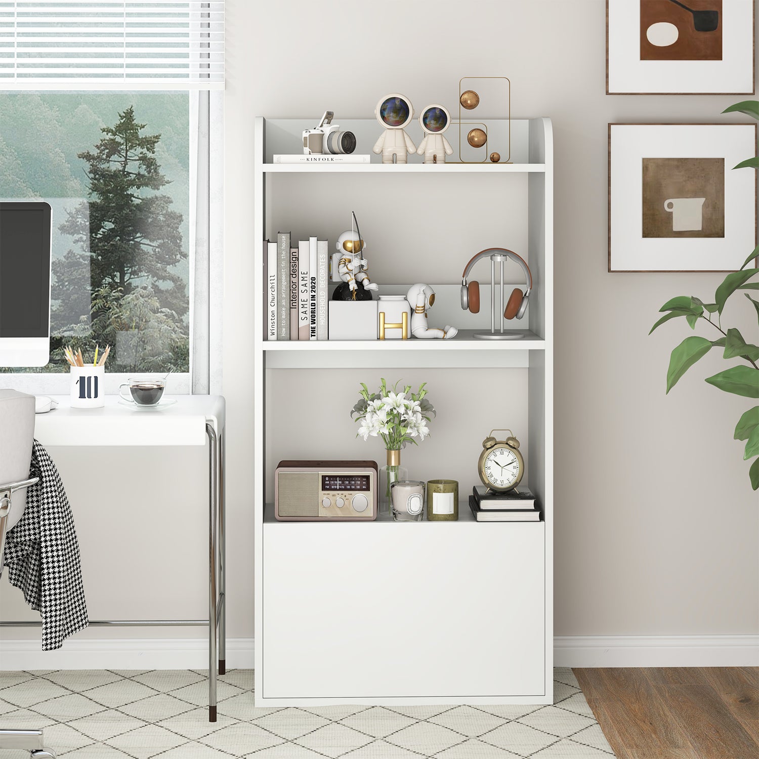Freestanding Bookshelf with 3-Tier Open Shelf