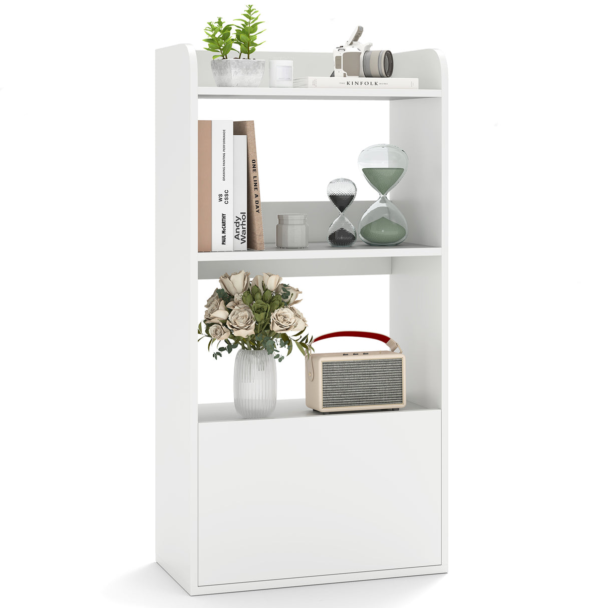 Freestanding Bookshelf with 3-Tier Open Shelf