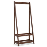 Freestanding Clothes Rack with 3 Hooks and 2 Shelves-Walnut