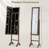 Freestanding Jewelry Armoire with Velvet Lining and Full Length Mirror