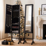 Freestanding Jewelry Armoire with Velvet Lining and Full Length Mirror