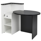 Front Reception Office Desk with Open Shelf and Lockable Drawer
