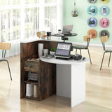 Front Reception Office Desk with Open Shelf and Lockable Drawer