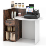 Front Reception Office Desk with Open Shelf and Lockable Drawer
