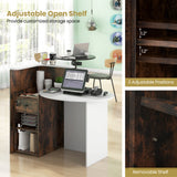 Front Reception Office Desk with Open Shelf and Lockable Drawer