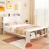 Twin Size Bed Frame with 2 USB Ports with Storage Headboard and Lights