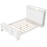 Twin Size Bed Frame with 2 USB Ports with Storage Headboard and Lights