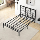 Twin Size Platform Bed with Headboard and Metal Frame