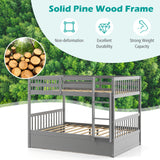 Full over Full Bunk Bed Platform Wood Bed with Ladder