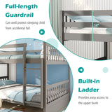 Full over Full Bunk Bed Platform Wood Bed with Ladder