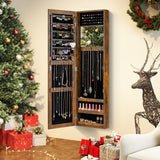 Full Length Mirror Jewelry Cabinet with Ring Slots and Necklace Hooks