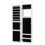 Full Length Mirror Jewelry Cabinet with Ring Slots and Necklace Hooks