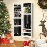 Full Length Mirror Jewelry Cabinet with Ring Slots and Necklace Hooks