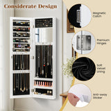 Full Length Mirror Jewelry Cabinet with Ring Slots and Necklace Hooks