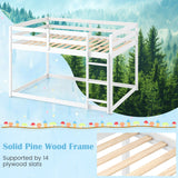 Full Over Full Bunk Bed with Integrated Ladder and Safety Guardrails Solid Wood