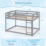 Full Over Full Bunk Bed with Integrated Ladder and Safety Guardrails Solid Wood