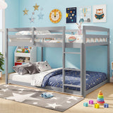 Full Over Full Bunk Bed with Integrated Ladder and Safety Guardrails Solid Wood
