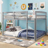 Full Over Full Bunk Bed with Integrated Ladder and Safety Guardrails Solid Wood