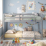 Full Over Full Bunk Bed with Integrated Ladder and Safety Guardrails Solid Wood
