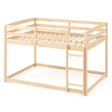 Full Over Full Bunk Bed with Integrated Ladder and Safety Guardrails Solid Wood