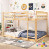 Full Over Full Bunk Bed with Integrated Ladder and Safety Guardrails Solid Wood
