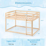 Full Over Full Bunk Bed with Integrated Ladder and Safety Guardrails Solid Wood