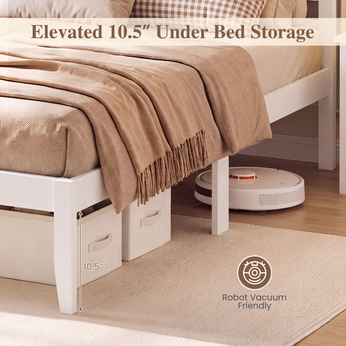 Full/Queen Size Modern Farmhouse Style Bed Frame with Solid Wood Frame