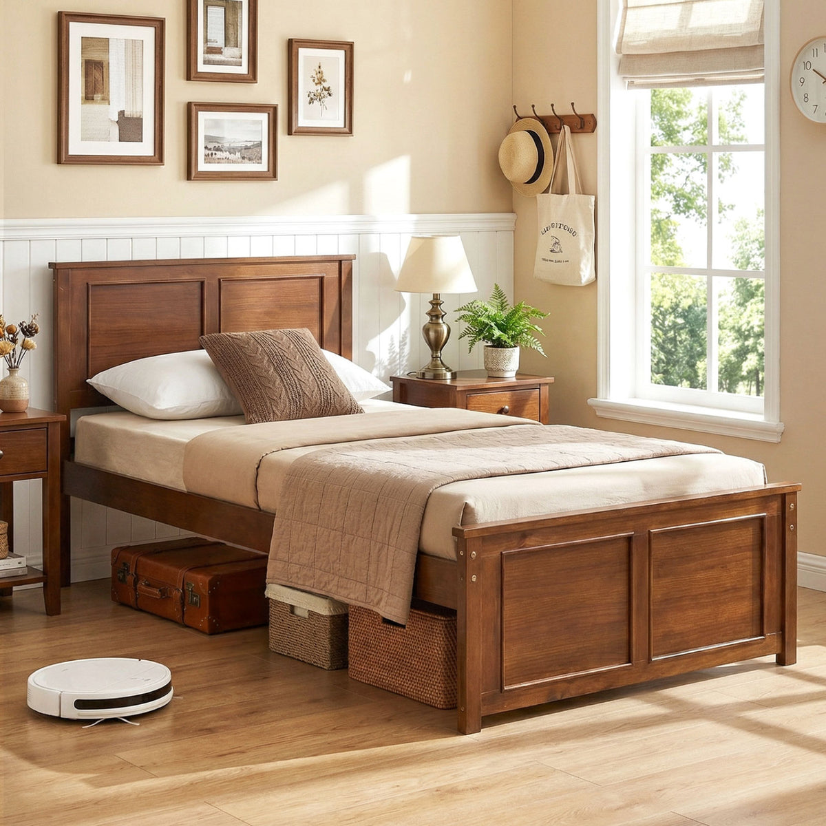 Full Size Wooden Bed Frame with Headboard