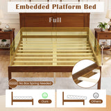 Full/Queen/Twin Size Bed Frame Farmhouse Wooden Platform Bed with Headboard