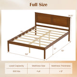 Full/Queen/Twin Size Bed Frame Farmhouse Wooden Platform Bed with Headboard