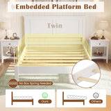Full/Queen/Twin Size Bed Frame Farmhouse Wooden Platform Bed with Headboard White