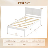 Full/Queen/Twin Size Bed Frame Farmhouse Wooden Platform Bed with Headboard White