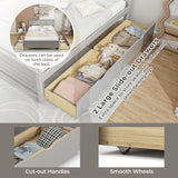 Full Size Bed Frame with Storage Drawers and Solid Wood Headboard