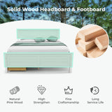Full Size Bed Frame with Storage Drawers and Solid Wood Headboard